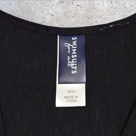 Swimsuits For All Women’s Kate Swim Cover Up Dress Black Silver V-Neck 18/20 - Picture 5 of 8